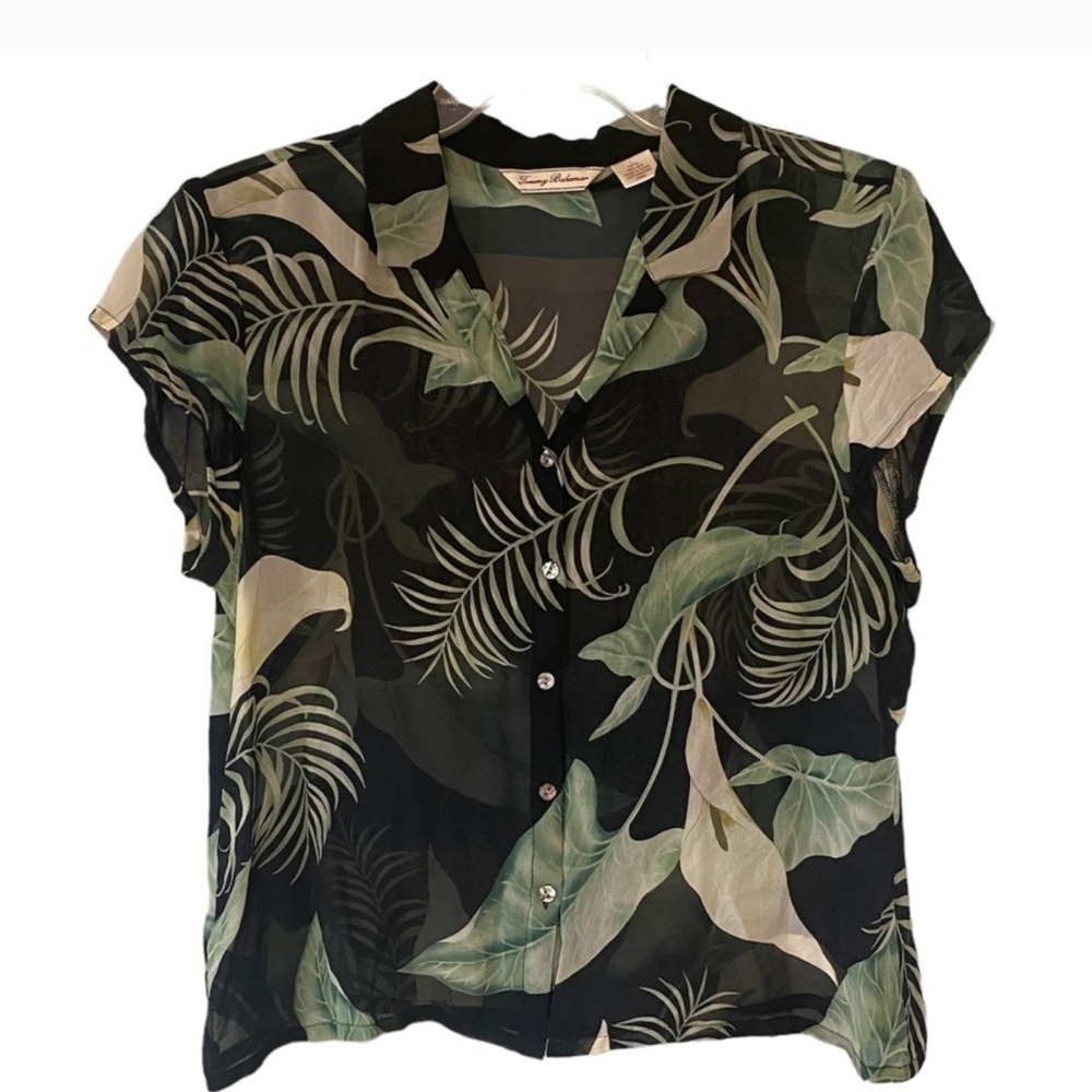 Tommy Bahama Green Leaf Print Button Down Shirt